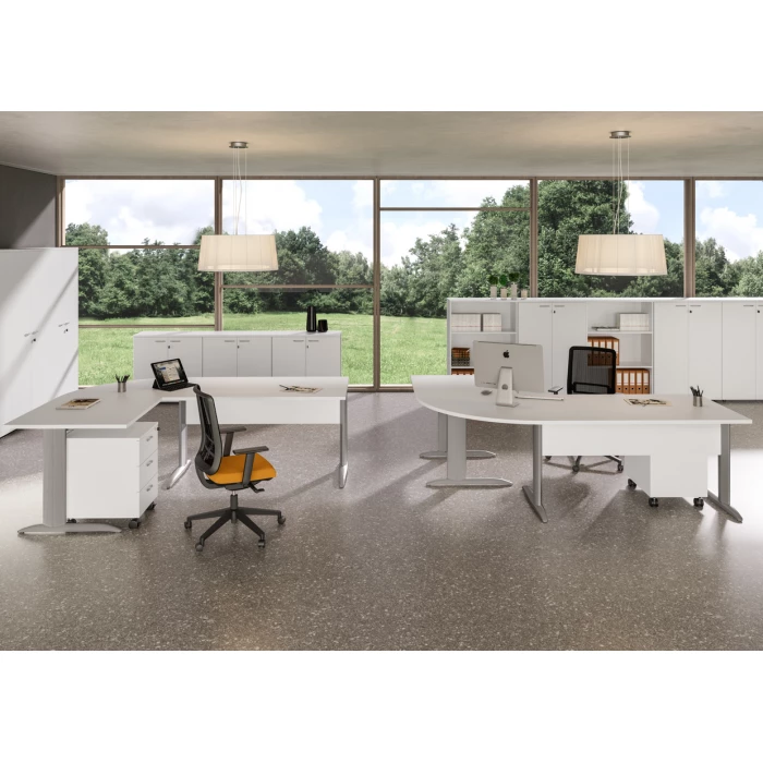 Mesa en L Modelo Presto pata en T metálica de Artexport. vista 6