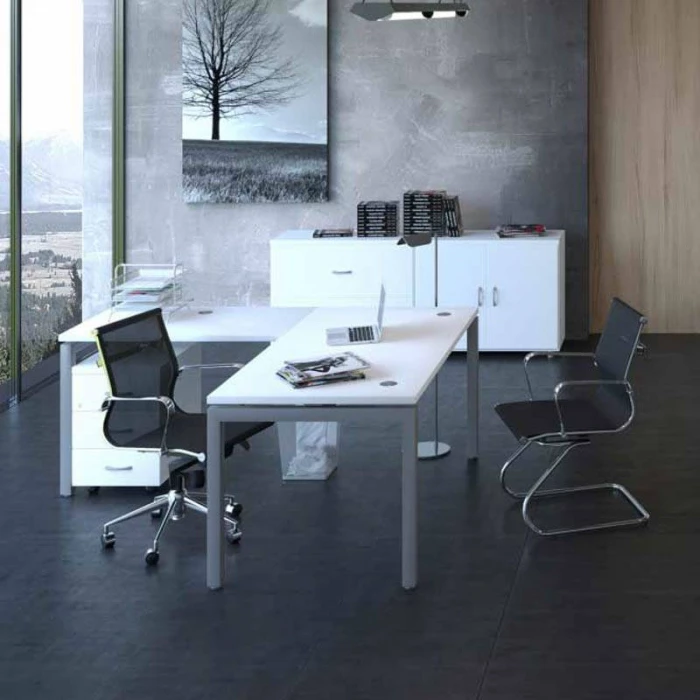 Mesa Euro 5000 de Euromof Fondo 60 con Estructura Metálica. Varios acabados. vista 4