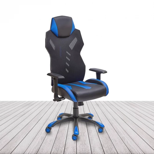 Silla Gaming GALAXY de EUROMOF. Color Negro, decoraciones Azules vista 2