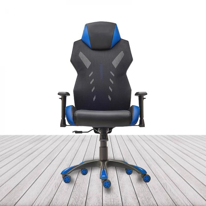 Silla Gaming GALAXY de EUROMOF. Color Negro, decoraciones Azules vista 3