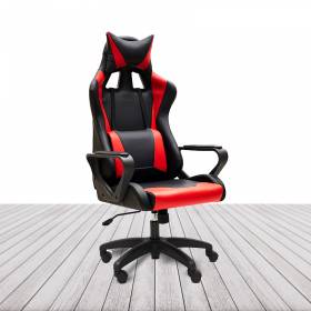 Silla Gaming ARCADE de EUROMOF. Tapizada en Ecopiel Negro y Rojo vista 2