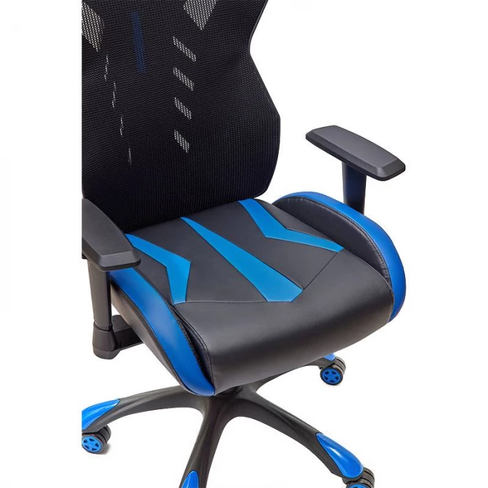 Silla Gaming GALAXY de EUROMOF. Color Negro, decoraciones Azules vista 6