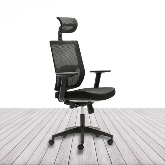 Silla Ergonómica PISA de EUROMOF. Tapizada en negro vista 2