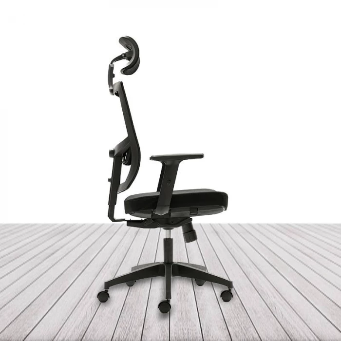 Silla Ergonómica PISA de EUROMOF. Tapizada en negro vista 4