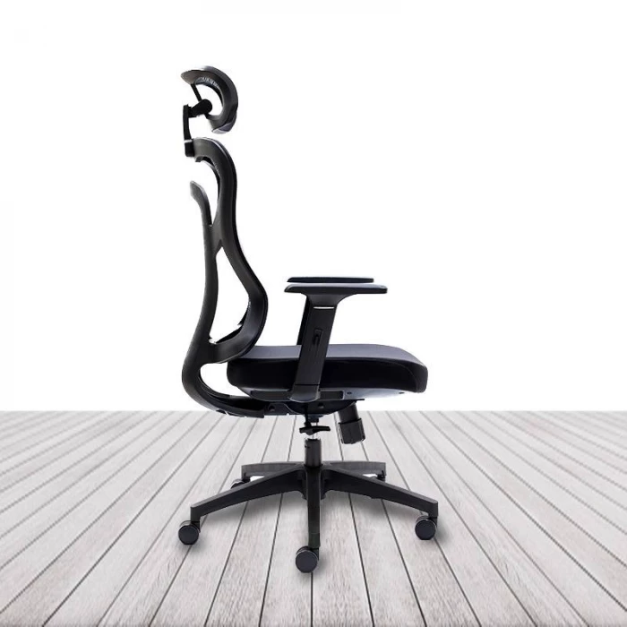 Silla Ergonómica CALI de EUROMOF. Tapizada en negro vista 4