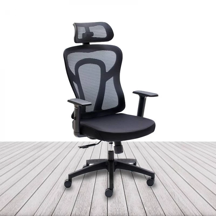 Silla Ergonómica CALI de EUROMOF. Tapizada en negro vista 2