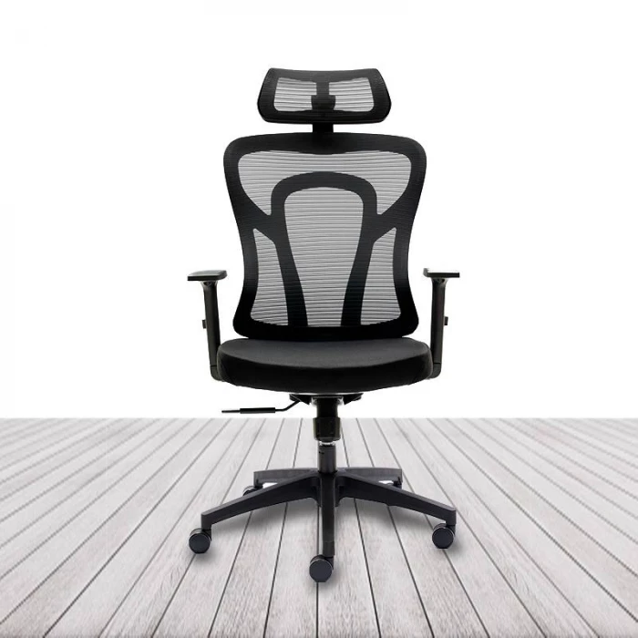Silla Ergonómica CALI de EUROMOF. Tapizada en negro vista 3