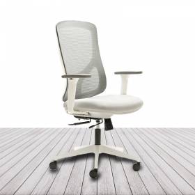 Silla Operativa NANTES de EUROMOF. Color Blanco y Gris. vista 2