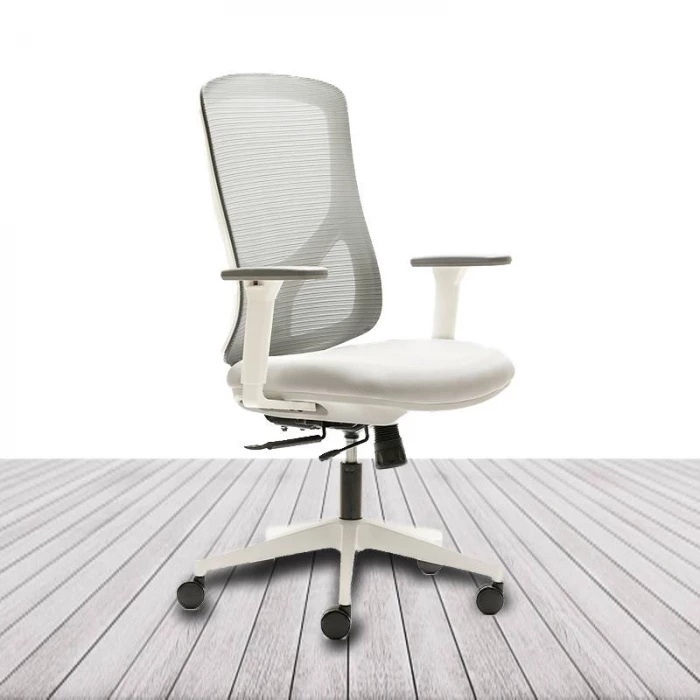 Silla Operativa NANTES de EUROMOF. Color Blanco y Gris. vista 2