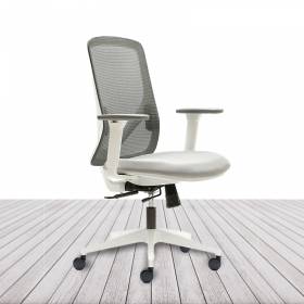 Silla Operativa LYON de EUROMOF. Color Blanco y Gris. vista 2