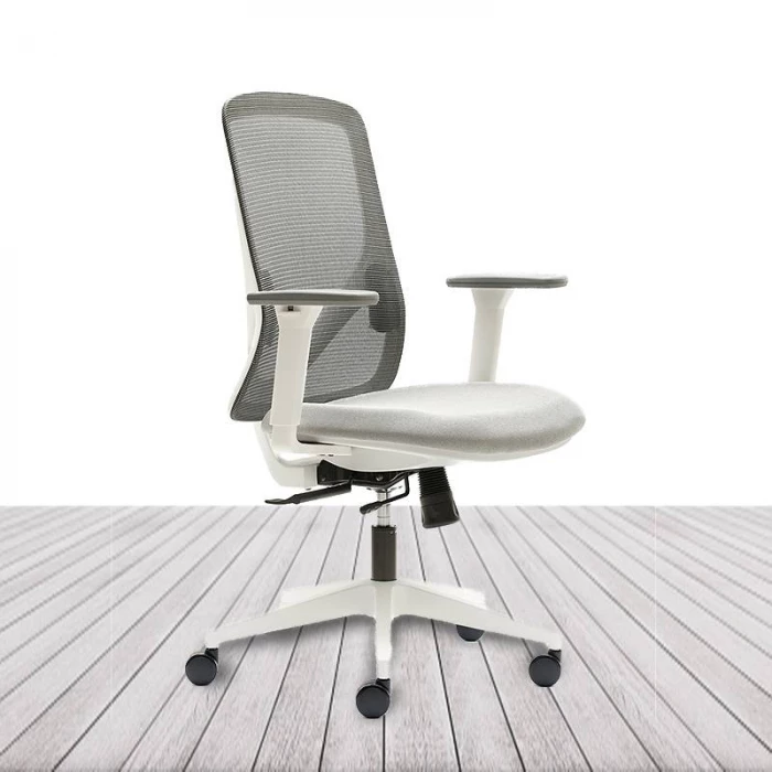 Silla Operativa LYON de EUROMOF. Color Blanco y Gris. vista 2