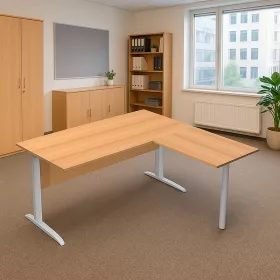 Mesa en L Modelo Presto pata en T metálica de Artexport. vista 2