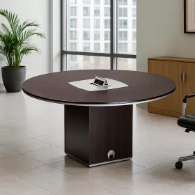 Mesa de Reuniones Redonda AT de HERPESA. Base de Cubo vista 2