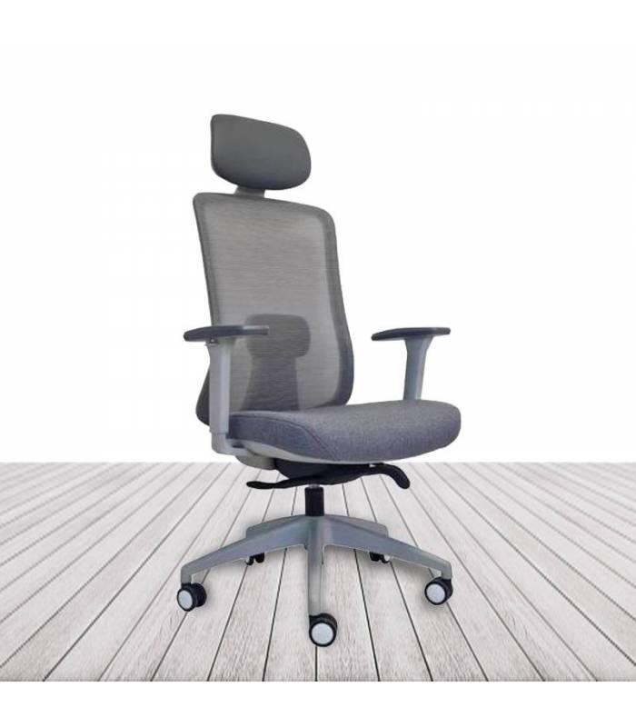 Silla LANDO GREY con cabezal de Vincolo vista frontal en ángulo