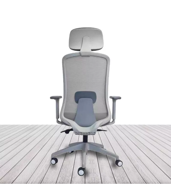 Silla LANDO GREY con cabezal de Vincolo vista trasera en ángulo