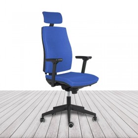 Silla Cronos de Vincolo con cabecero, brazos y estructura en color negro. vista 2