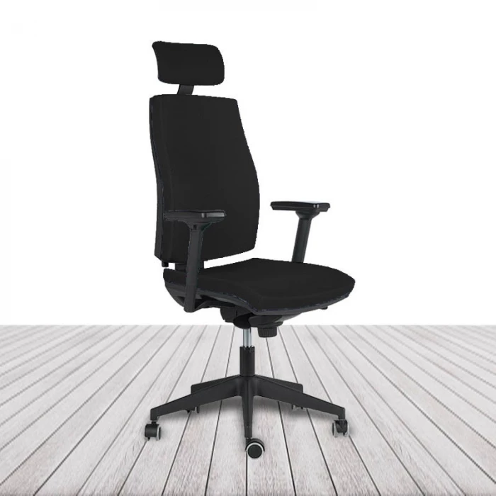 Silla Cronos de Vincolo con cabecero, brazos y estructura en color negro. vista 4