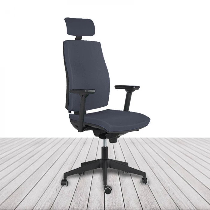 Silla Cronos de Vincolo con cabecero, brazos y estructura en color negro. vista 7