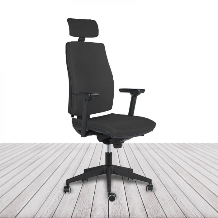 Silla Cronos de Vincolo con cabecero, brazos y estructura en color negro. vista 11