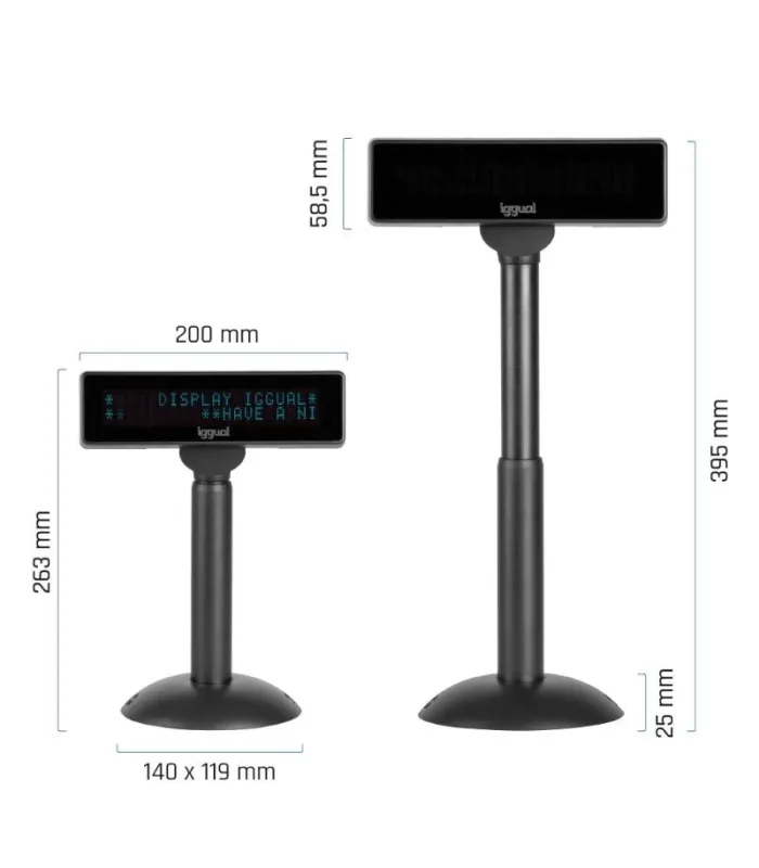 iggual Visor TPV regulable USB VFD 7" INFO DISPLAY