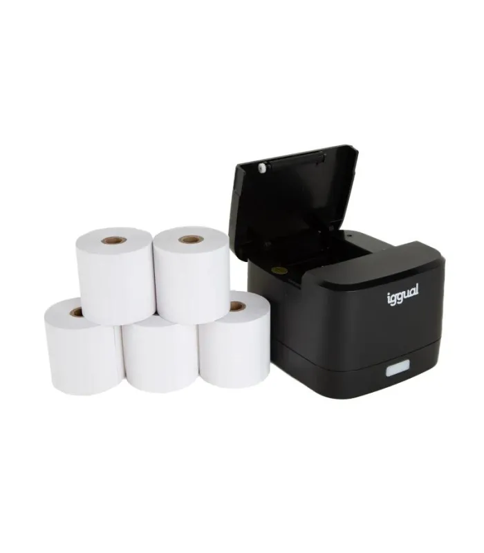 iggual Kit impresora térmica TP EASY 58 + 5 rollos