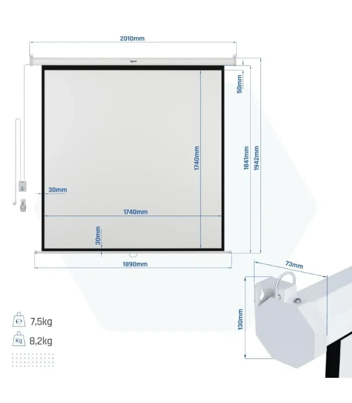 iggual Pantalla eléctrica 1:1 100" 180x180 cm