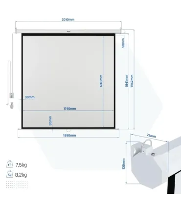 iggual Pantalla eléctrica 4:3 100" 180x180 cm