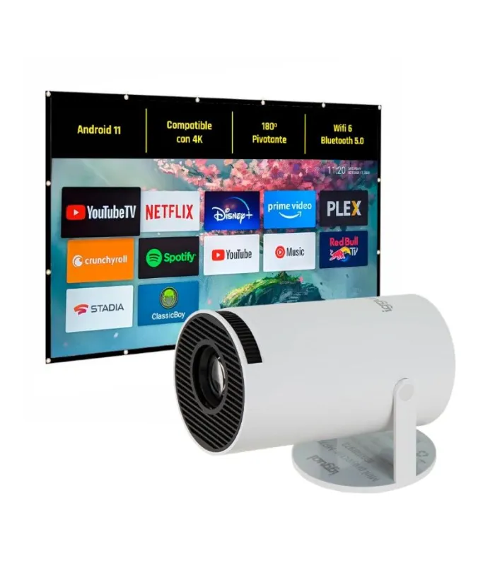 iggual Pack mini proyector + pantalla 100" plegabl