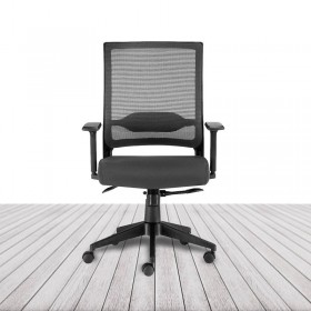 Silla Sidney de Euromof, respaldo de malla y estructura en negro. vista 3