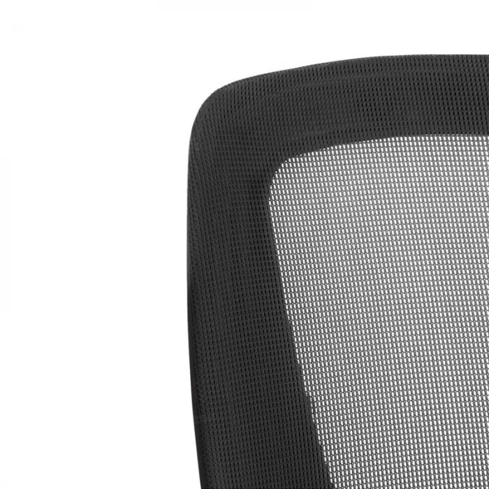 Silla Génova de Euromof, respaldo de malla negra y  base cromada. vista 5