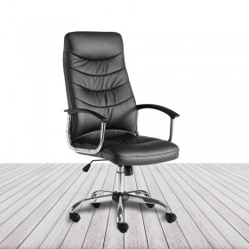 Silla Oslo de Euromof, tapizado en EcoPiel color negro con costuras decorativas. vista 2