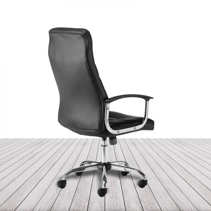 Silla Oslo de Euromof, tapizado en EcoPiel color negro con costuras decorativas. vista 3