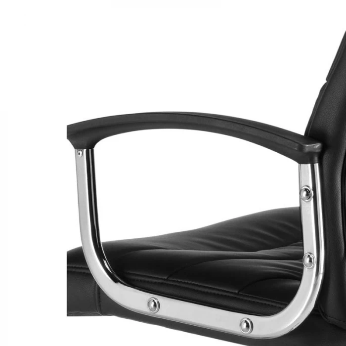 Silla Oslo de Euromof, tapizado en EcoPiel color negro con costuras decorativas. vista 4