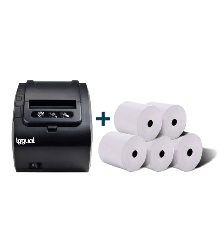 Kit impresora t&eacute;rmica tickets TP8002 + 5 rollos 80
