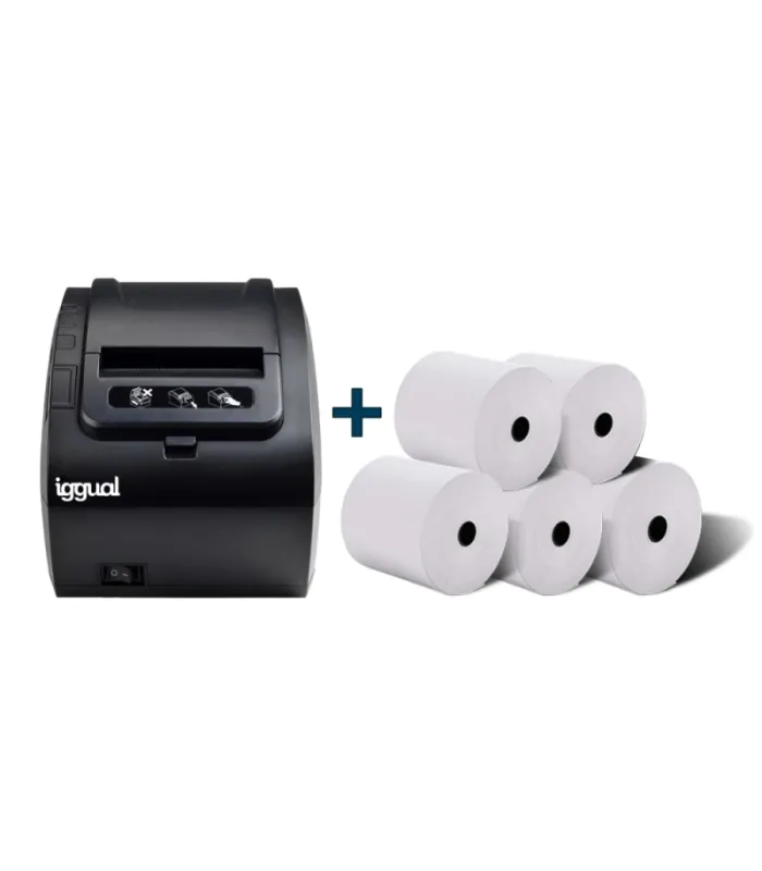 Kit impresora térmica tickets TP8002 + 5 rollos 80