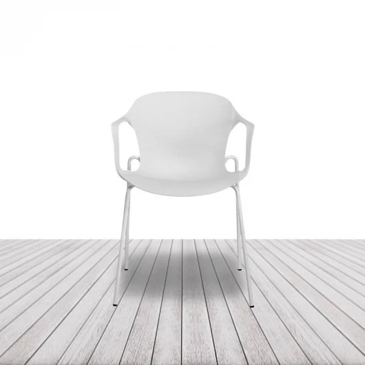 Silla Bari de Euromof, con formas ergonómicas y frontal ondulado, blanco o negro. Apilable. vista 3