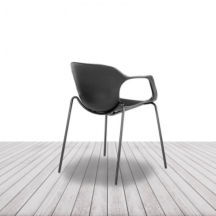 Silla Bari de Euromof, con formas ergonómicas y frontal ondulado, blanco o negro. Apilable. vista 6
