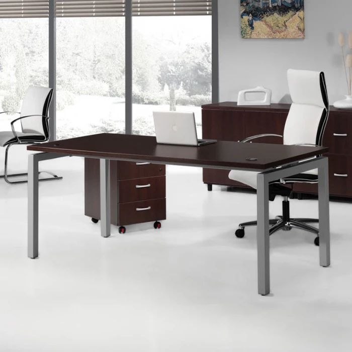 Mesa Euro 5000 de Euromof Fondo 80 con Estructura Metálica. Varios acabados. vista 2