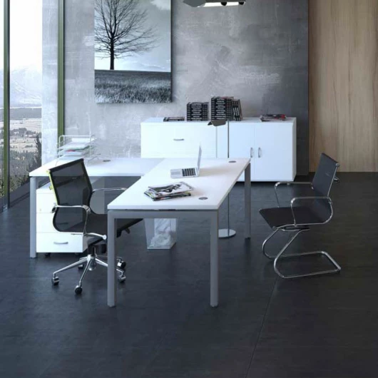 Mesa Euro 5000 de Euromof Fondo 80 con Estructura Metálica. Varios acabados. vista 4