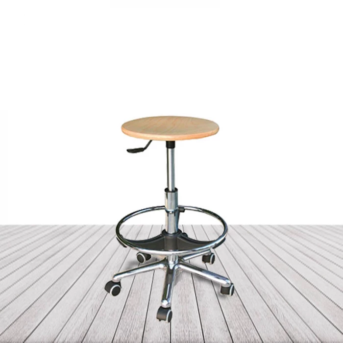 Taburete Miño, con asiento de madera de Haya. vista 2