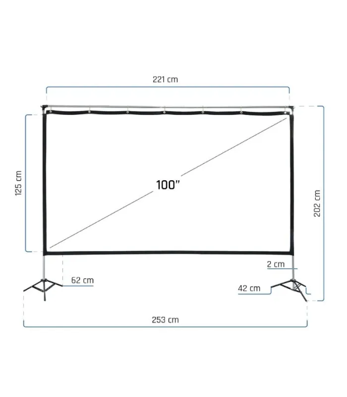 iggual Pantalla exterior portable 100" 221x124 cm