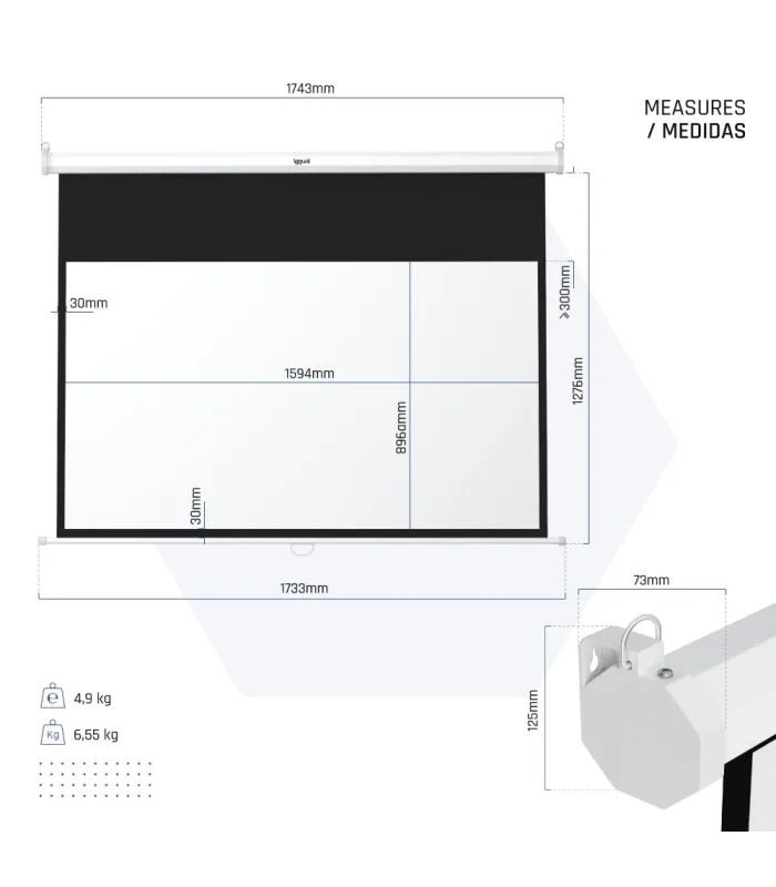 iggual Pantalla manual 16:9 72" 159x89 cm