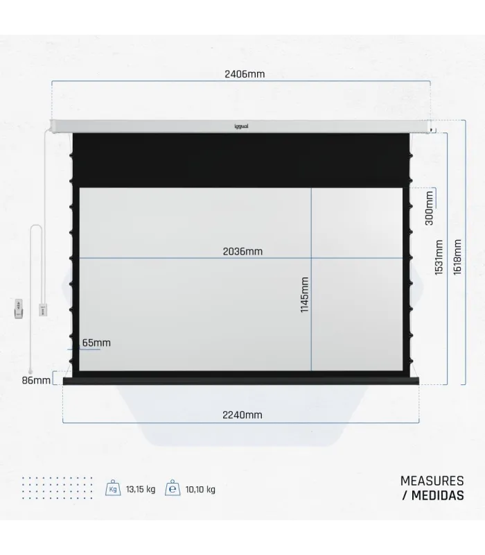 iggual Pantalla eléc tensionada 16:9 92" 203x114cm
