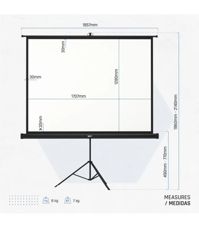 iggual Pantalla 84" 176x134 cm 4:3 trípode+bolsa