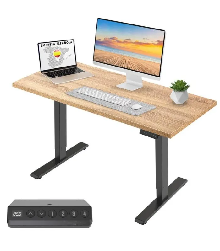 Mesa Elevable SIGLE de NOMA. Regulación eléctrica en altura. Tapa fabricada en madera color elegir