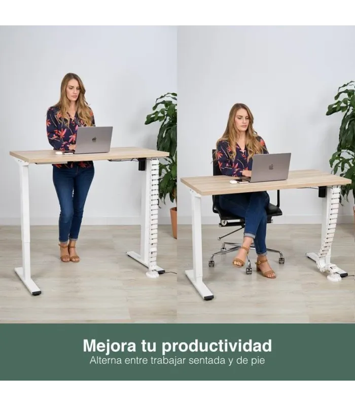 Mesa Elevable SIGLE de NOMA. Regulación eléctrica en altura. Tapa fabricada en madera color elegir