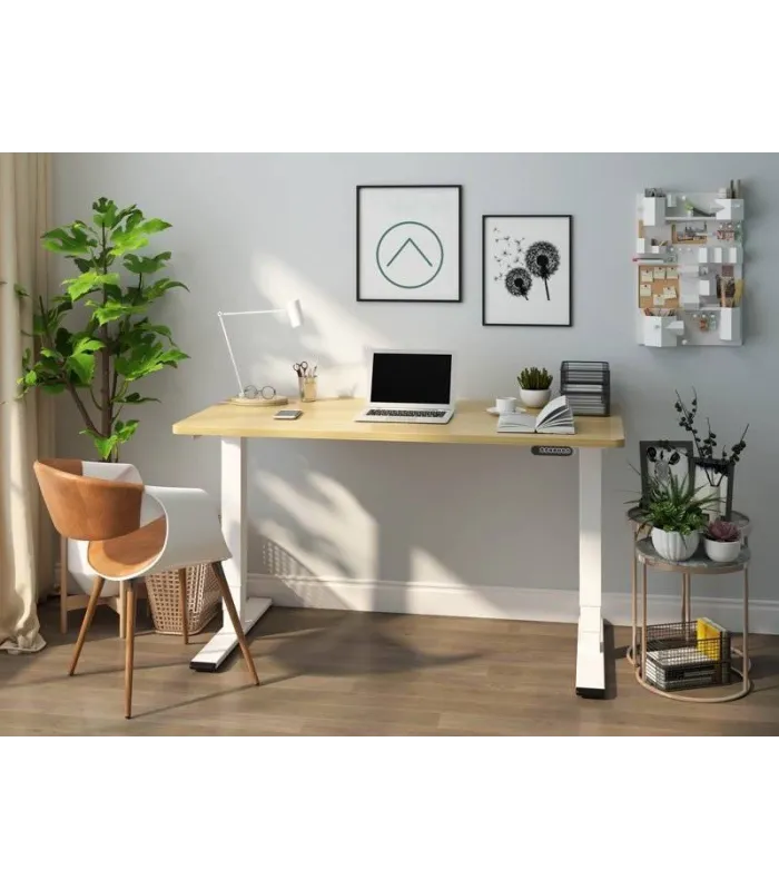 Mesa Elevable DUAL de NOMA. Regulación eléctrica en altura. Tapa fabricada en madera color elegir