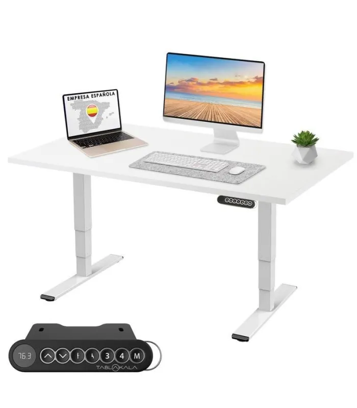 Mesa Elevable DUAL de NOMA. Regulación eléctrica en altura. Tapa fabricada en madera color elegir