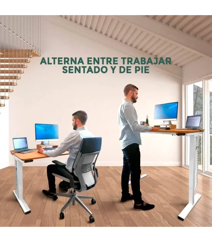 Mesa Elevable DUAL de NOMA. Regulación eléctrica en altura. Tapa fabricada en madera color elegir